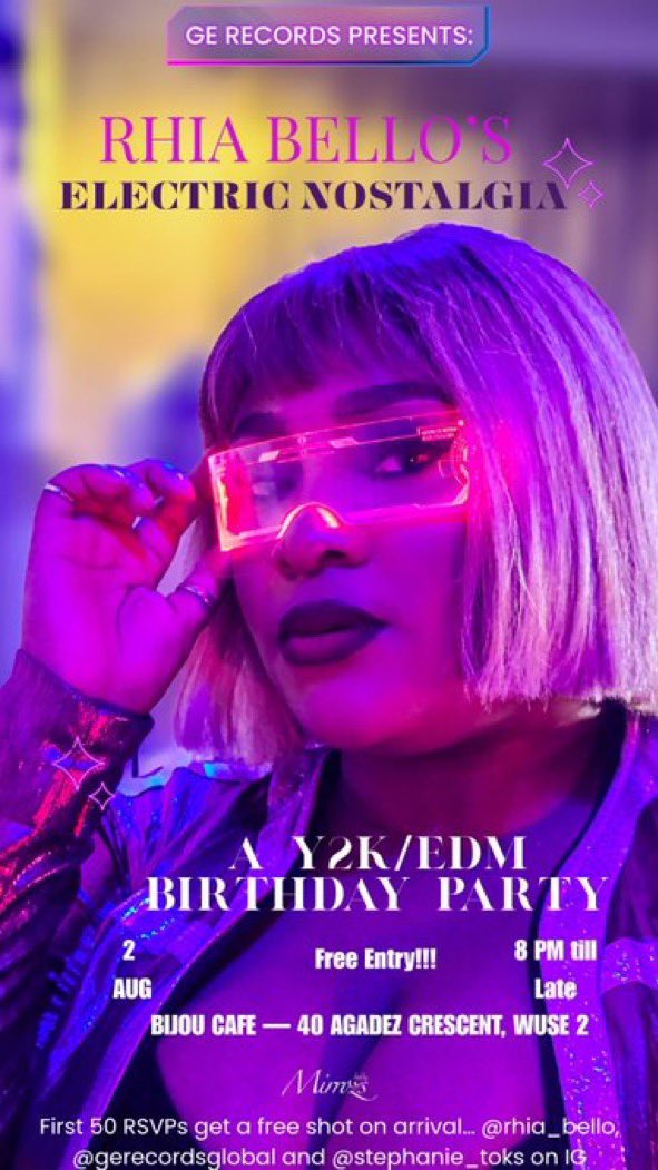 Hello guys! Mark your calendars 🗓️ for this 🔥 Y2K/EDM Party in Wuse 2, this Saturday. 

Best part? ENTRY IS FREE. Sign up 👇🏽 
forms.gle/aEGdrw9nioiRPC…

🤸🏽‍♂️🕺🤟🏽