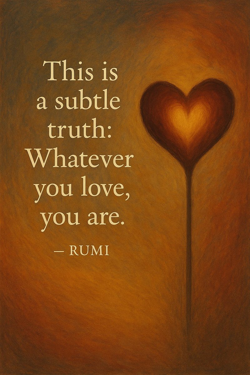 Rumi_Quote's tweet image. “This is a subtle truth: Whatever you love, you are.”