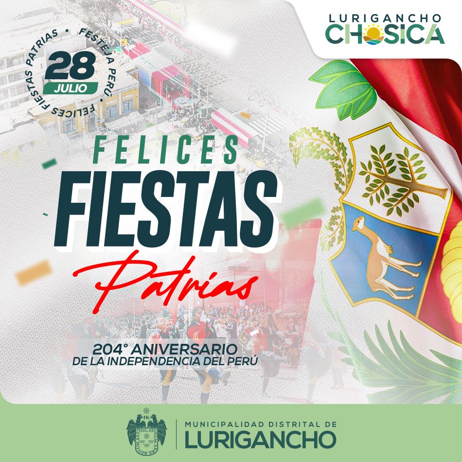 🇵🇪 ¡𝐂𝐞𝐥𝐞𝐛𝐫𝐚𝐦𝐨𝐬 𝟐𝟎𝟒 𝐚𝐧̃𝐨𝐬 𝐝𝐞 𝐢𝐧𝐝𝐞𝐩𝐞𝐧𝐝𝐞𝐧𝐜𝐢𝐚 𝐜𝐨𝐧 𝐡𝐨𝐧𝐨𝐫 𝐲 𝐠𝐥𝐨𝐫𝐢𝐚! 🇵🇪 

#FiestasPatrias | 🔴⚪️🔴 Hoy celebramos 204 años de la independencia del Perú, una fecha para conmemorar a nuestra patria y reflexionar sobre nuestra historia.