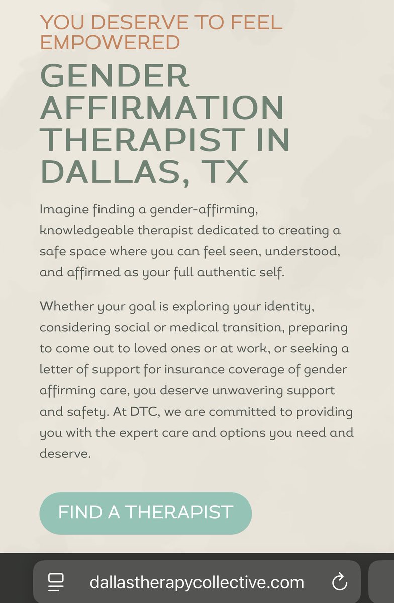 Rebecca_LPC's tweet image. 📌ALIENATOR EXPOSED: “DALLAS THERAPY COLLECTIVE”

(Alienating behaviors are a form of groom!ng. “DTC” is committed to GENDER TRAFF!CK!NG)

👋 This practice has 31 licensed professionals on their roster. “At DTC, we are committed to providing you with the expert care and options…