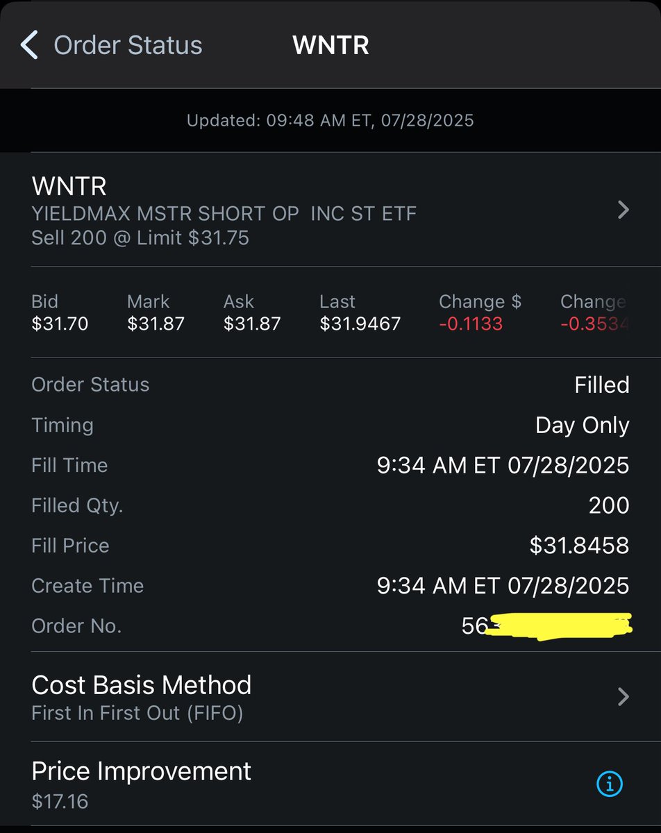 MrShithousery's tweet image. WNTR
Sell-limit order filled.
1,000 shares @ $31.8458.
Comment:
Have a fun short trade incoming!