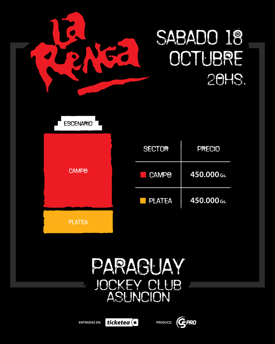 🔥🔥🔥 ¡Tuvieron que pasar 18 años… pero El Banquete vuelve a armarse en Paraguay! 🇵🇾

🗓️18/Oct 
📍Jockey Club
🎟️ Entradas en @ticketeapy desde HOY - 14:00 h. aquí bit.ly/LaRengaPY
#LaRengaPy