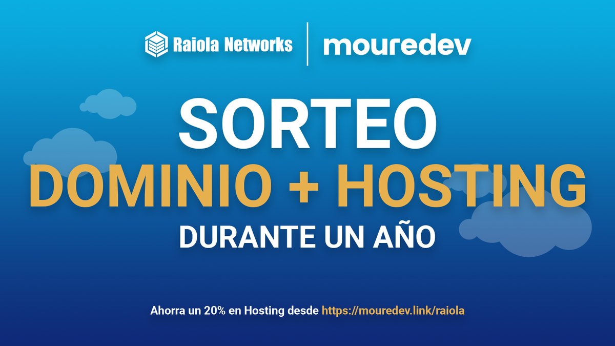 Brais Moure (@mouredev) on Twitter photo SORTEO Hosting + Dominio durante un año para impulsar tu proyecto web gracias a Raiola! 🚀
Participa:
✅ Sígueme junto a <a href="/RaiolaNetworks/">Raiola Networks</a>
🔄 Comparte
💬 Comenta con el uso que le darías
🌐 Participa desde cualquier parte del mundo
ℹ️ Publicaré el resultado el viernes SORTEO Hosting + Dominio durante un año para impulsar tu proyecto web gracias a Raiola! 🚀
Participa:
✅ Sígueme junto a <a href="/RaiolaNetworks/">Raiola Networks</a>
🔄 Comparte
💬 Comenta con el uso que le darías
🌐 Participa desde cualquier parte del mundo
ℹ️ Publicaré el resultado el viernes