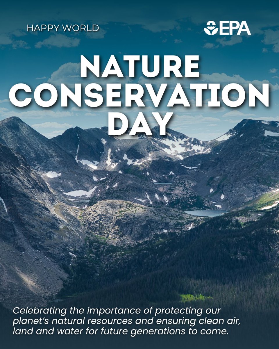 Today is World Nature Conservation Day - a reminder that protecting our planet starts right here at home. 🇺🇸 

From the Rocky Mountains to the Great Plains, Region 8 is proud to protect the natural resources that define the American West. 🏔 Through restoring Superfund sites to