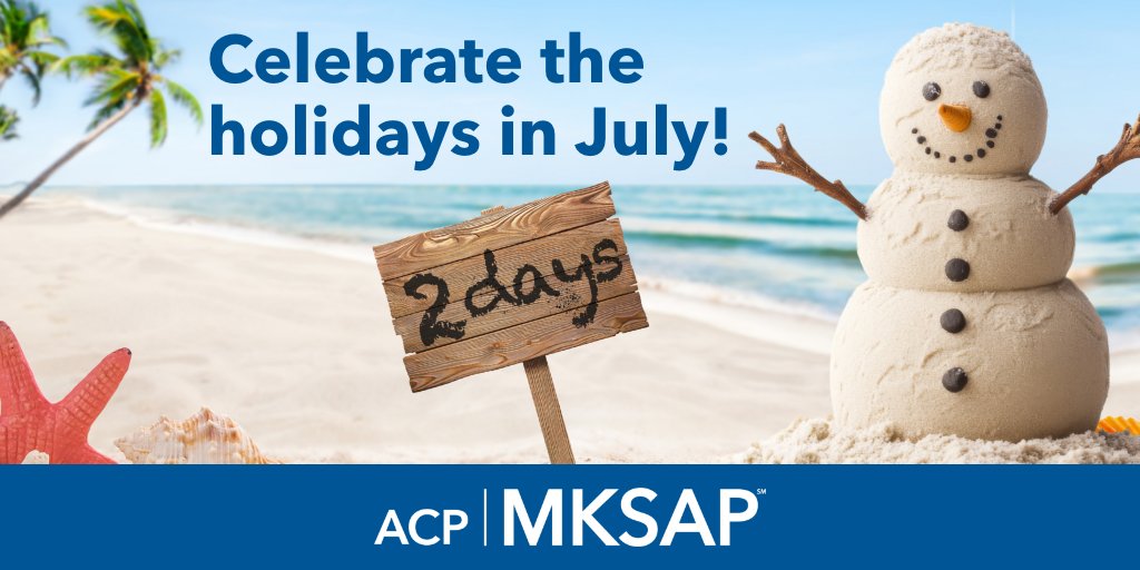 ACPIMPhysicians's tweet image. The holidays came early: enter code CELEBRATEJULY to save 5% on your ACP MKSAP subscription. Receive the gift of continuous lifelong learning:  bit.ly/46bewOe