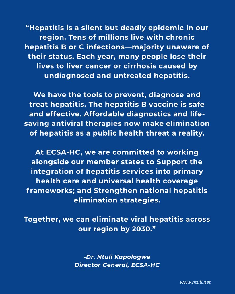 On #WorldHepatitisDay, I call on our region to act boldly. Hepatitis is preventable, treatable—and eliminable. One life, one liver, one region united.
