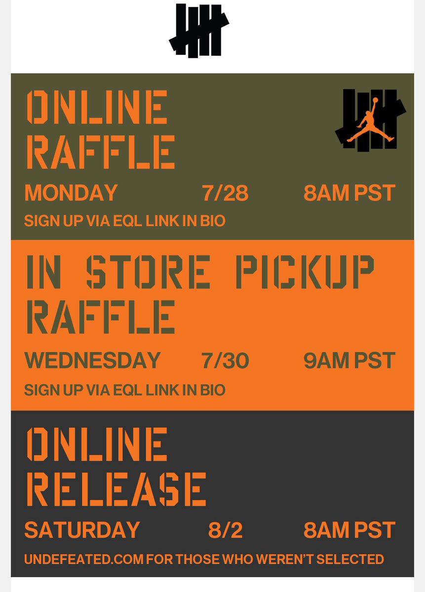 Don’t miss out on your chance at the Undefeated 4s. Online raffles go live today at 11am EST/ 8 am PST —&gt;   undaj4.com