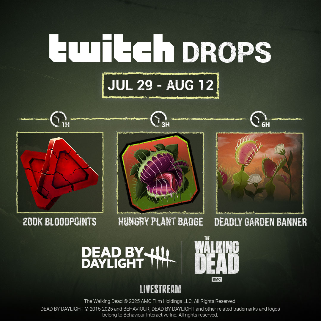 We can't promise they won't bite.

Create your Behaviour account now if you haven't already to start earning these drops tomorrow at 11AM ET during our Dead by Daylight: The Walking Dead Livestream.  🔗 dbd.game/twitchdrops