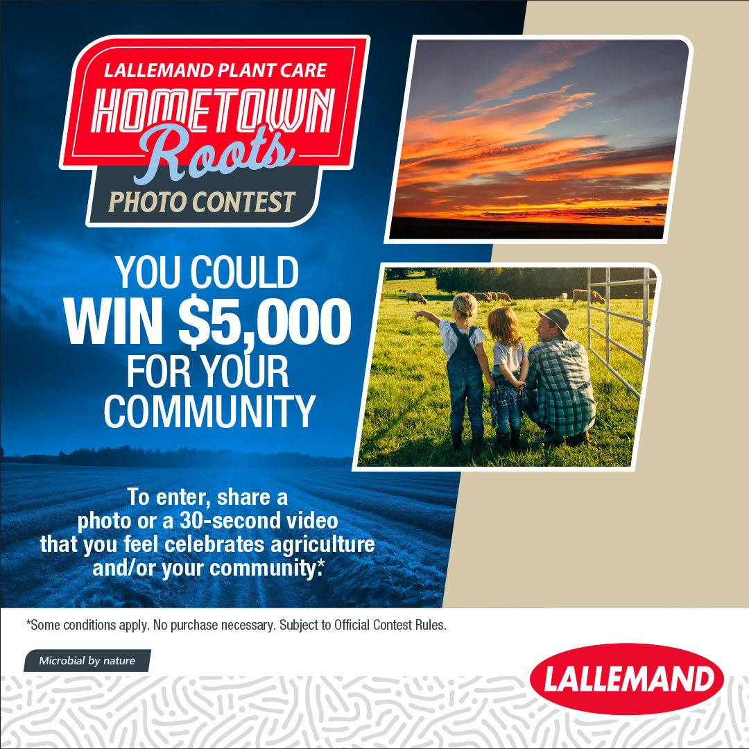Make a difference in your community! Enter Lallemand Plant Care’s Hometown Roots Photo Contest with a simple photo or video that highlights local agriculture. You could win $5,000 for your favorite local charity. Don't delay, entries close August 15! ow.ly/335E50Ws5Ej