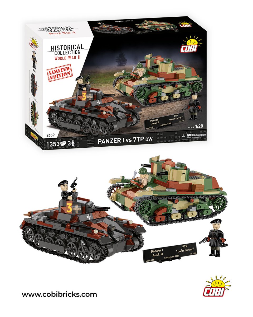 COBI_Bricks's tweet image. 🔥 PRZEDSPRZEDAŻ! Zestaw Panzer I vs. 7TP DW dostępny będzie tylko i wyłącznie na naszych stronach cobibricks.com i cobi.pl od 1 sierpnia 2025r.!
🧱 Zamawiając zestaw w okresie przedsprzedaży otrzymujesz automatycznie 10% zniżki!
✅ COBI-2659
✅ 1353…