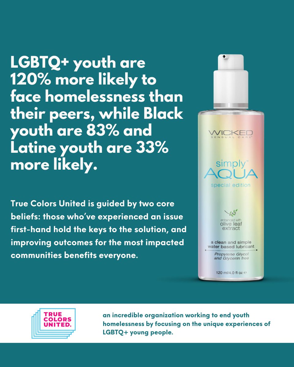 Wicked Sensual Care (@wickedsensual) on Twitter photo This month, we’re spotlighting <a href="/TrueColorsUnite/">True Colors United</a>, working to end youth homelessness for LGBTQ+ young people. We’re proud to support them year-round through proceeds from our simply® Aqua Special Edition. truecolorsunited.org #WickedSensualCare #truecolorsunite This month, we’re spotlighting <a href="/TrueColorsUnite/">True Colors United</a>, working to end youth homelessness for LGBTQ+ young people. We’re proud to support them year-round through proceeds from our simply® Aqua Special Edition. truecolorsunited.org #WickedSensualCare #truecolorsunite