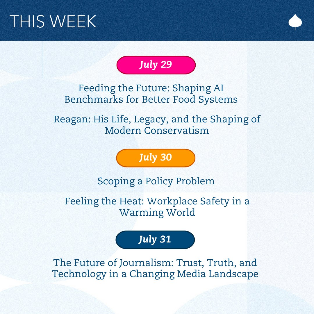 AspenInstitute's tweet image. This week at Aspen, we're reflecting on the past with a deep dive into Ronald Reagan’s legacy and envisioning a future with improved food systems, strengthened workplace safety, and resilient journalism.
You in? Learn more and save your spot here: aspeninstitute.org/our-work/event…