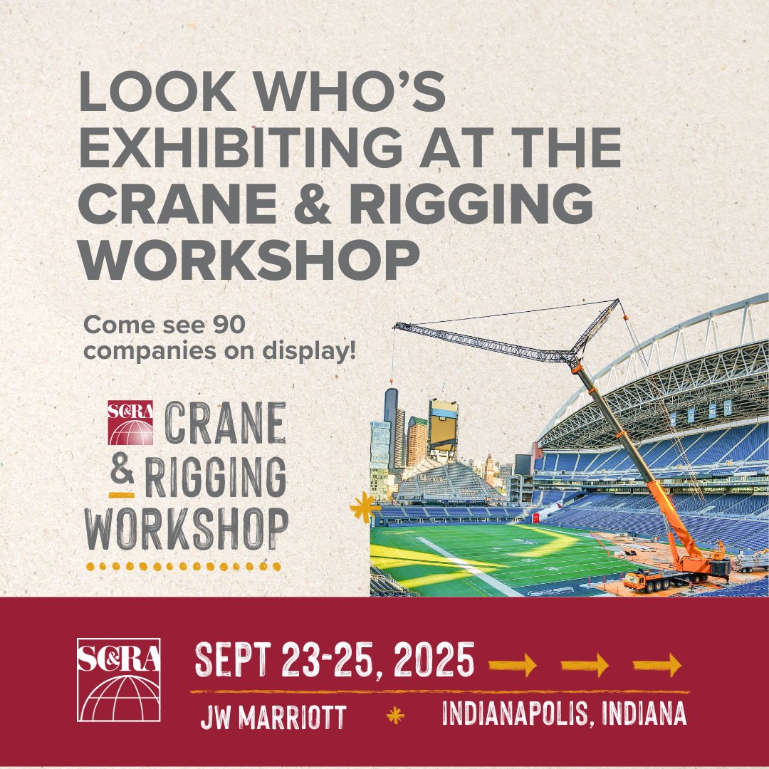 The Exhibit Center at this year’s Crane &amp; Rigging Workshop is officially sold out!

See the full list of exhibitors here: ow.ly/93Rf50WuN5r

Register now: scranet.org/CRW2025

#CRW2025 #scranet