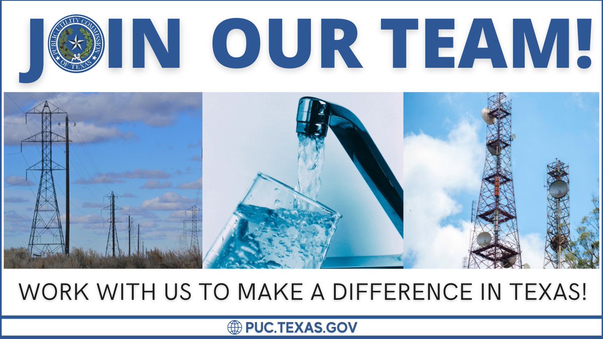 Work with us to make a difference in Texas! Check out all open positions: puc.texas.gov/HumanResources… #Governmentjobs #Hiring #Texas #Careers