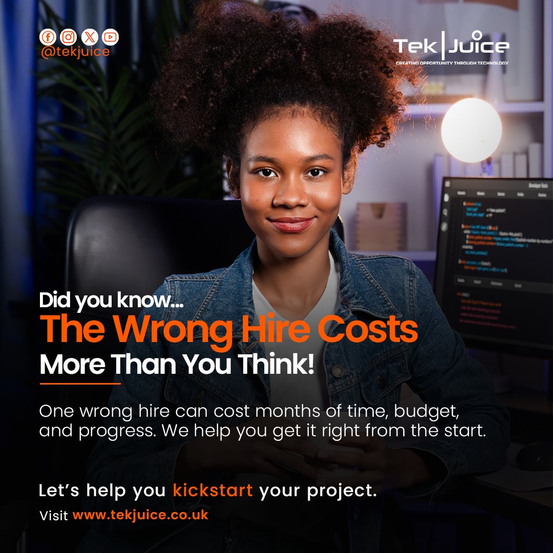 One wrong hire can cost months of time, budget, and progress. We help you get it right from the start.

#tech #tekjuice #hire #HR

Visit tekjuice.co.uk