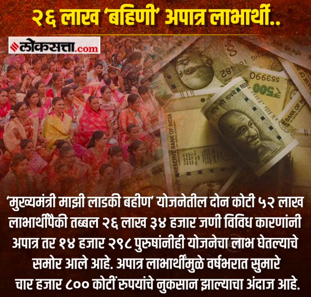 Arvikasai's tweet image. अदिती तटकरे यांना धड एक योजना सांभाळता आली नाही.

५ हजार कोटी रुपयांचे नुकसान केले.

या बातमीवर त्यांचा राजीनामा झाला नाही तरी त्यात नवल वाटणार नाही.

महाराष्ट्राची जनता मूर्ख आहे. विरोधी पक्ष तर दुप्पट मूर्ख.

#राजीनामा