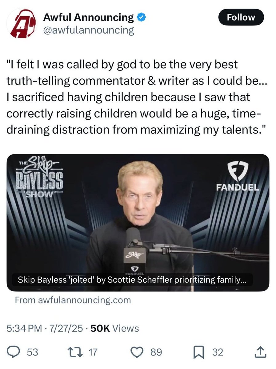 merelyjwright's tweet image. Hmmm. Die alone so I can get rich talking about leisure activities is a really dumb choice.

Justifying it on an empty theological basis? Even dumber.

The dumbest choice, though, might just be thinking about children that way.