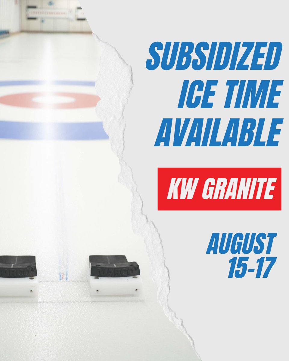 ON Curling Council (@oncurlcouncil) on Twitter photo βοΈ Looking to get some ice time in August? Limited spots are available at the KW Granite Club in Waterloo, August 15-17!  
π° $50/hour per sheet
Learn More: bit.ly/3UvF1Xw
Book Here: bit.ly/3GVnmFF
Hurryβspaces are filling up! βοΈ Looking to get some ice time in August? Limited spots are available at the KW Granite Club in Waterloo, August 15-17!  
π° $50/hour per sheet
Learn More: bit.ly/3UvF1Xw
Book Here: bit.ly/3GVnmFF
Hurryβspaces are filling up!