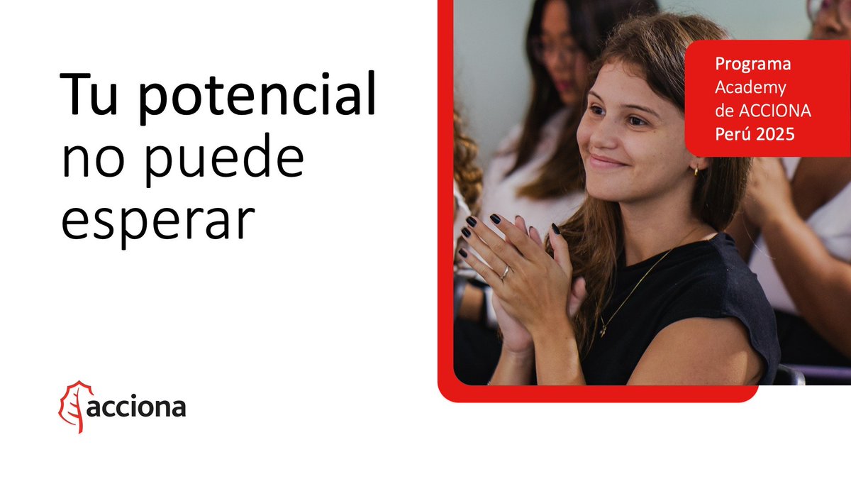 📣 Si conoces a alguien joven que quiera trabajar en una empresa global y sostenible, ¡etiquétalo ya!

El Programa Academy de <a href="/ACCIONA/">ACCIONA</a> Perú 2025 está recibiendo postulaciones hasta el 31 de julio.

Postula aquí 👉 acciona.wd3.myworkdayjobs.com/es/ACCIONA_Emp…