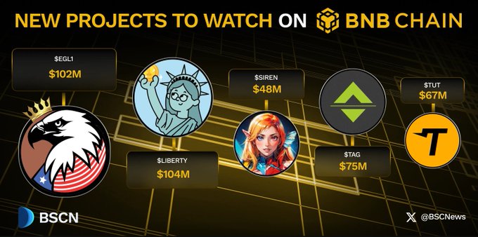 Five new BNB Chain tokens to watch: EGL1, Liberty, Siren, Tagger, and Tutorial