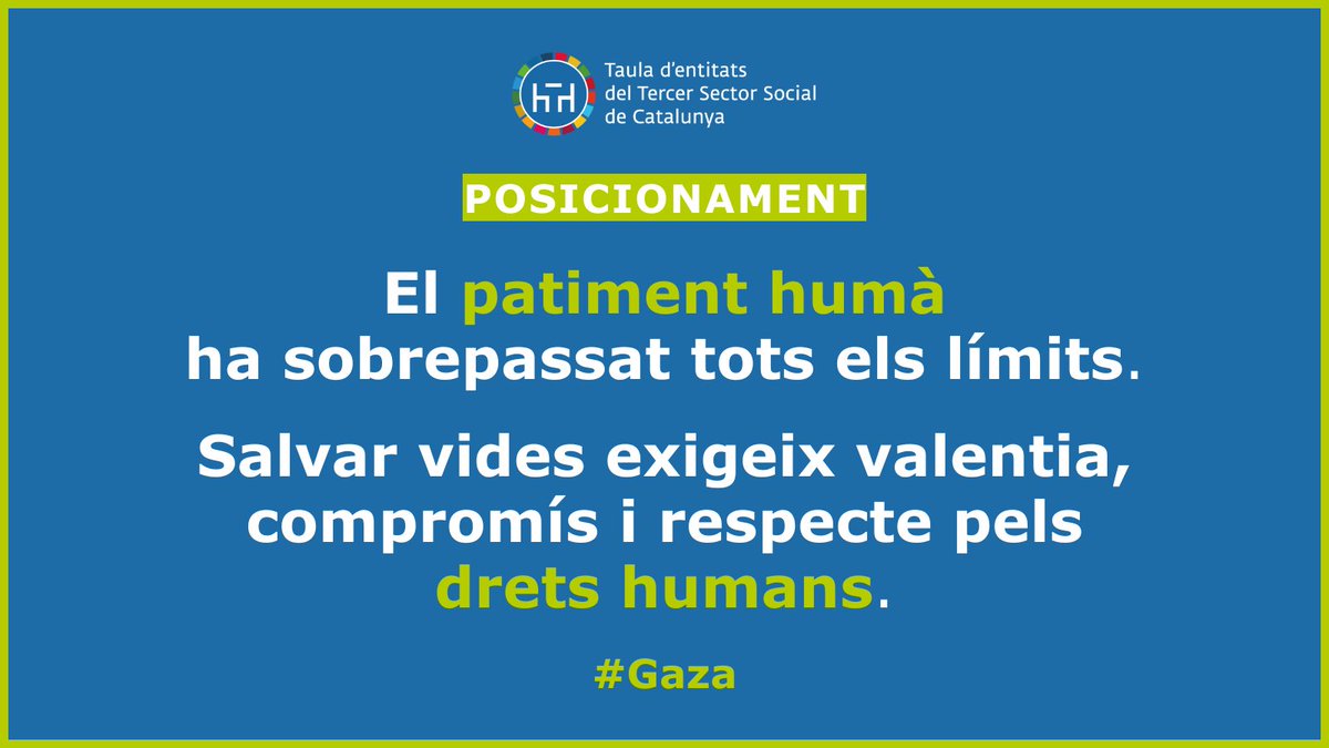 🔴 #Gaza: el patiment humà ha sobrepassat tots els límits.

Ens sumem a la crida del <a href="/ICRC/">ICRC</a>. És urgent aturar les hostilitats, garantir accés segur a l'ajuda i complir el dret internacional humanitari.

Aquesta tragèdia ha d'acabar. Cada minut sense actuar és un fracàs col·lectiu.