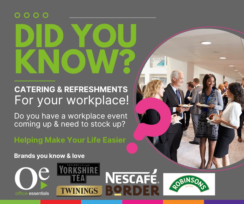 connectwithOE's tweet image. Did you know we offer Catering &amp;amp; Refreshments for your workplace? 🥗☕🎉

Planning a meeting or work event? Let us help you stock up with everything you need to keep your team happy and fueled! 🙌 
store.office-essentials.co.uk/product/list/?…
#WorkplaceCatering #OfficeRefreshments #EventReady