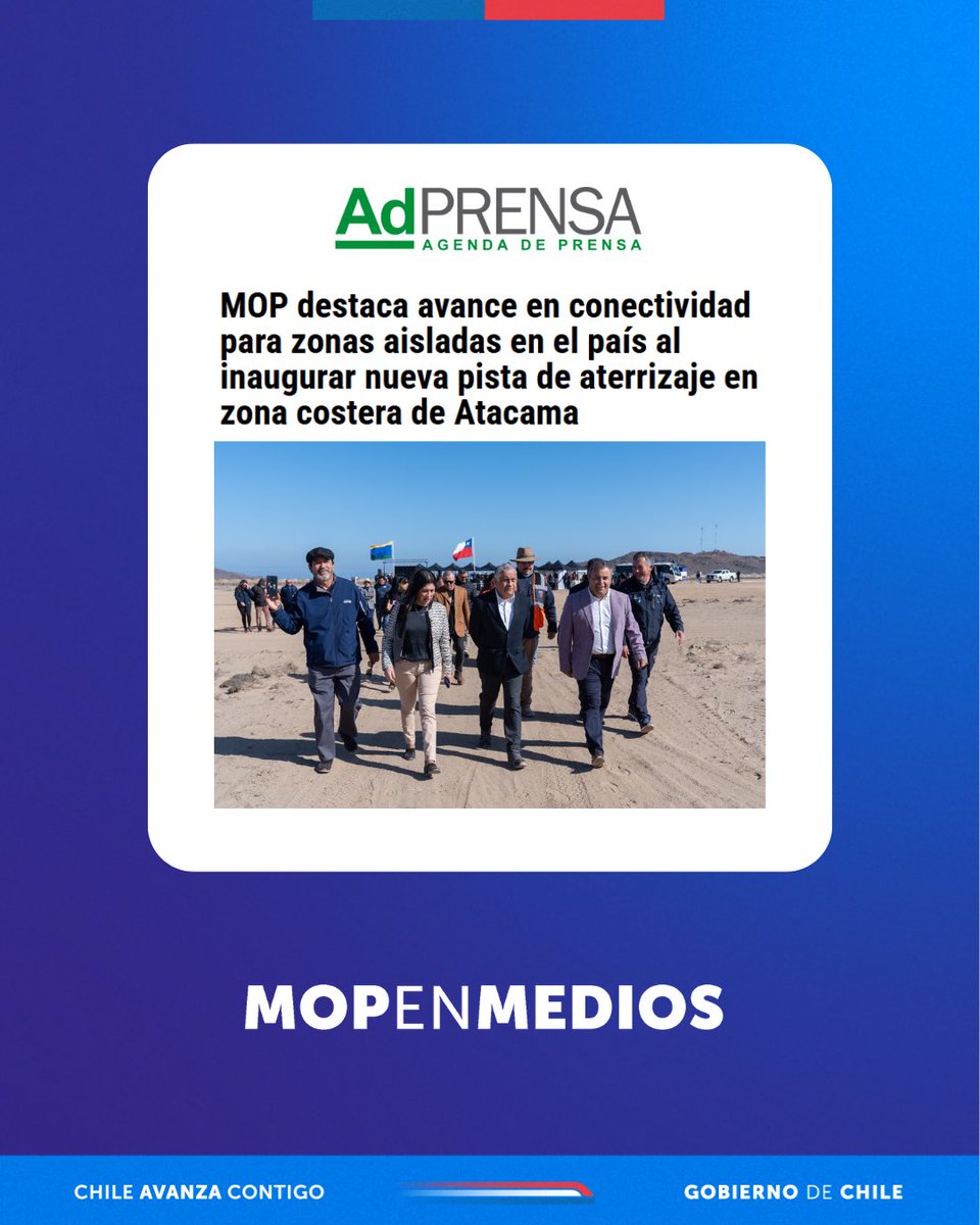 Subsecretaría de Obras Públicas (@subse_oopp) on Twitter photo 📰 En #MOPenMedios destacamos la cobertura de prensa que tuvo la nueva pista de aterrizaje en Huasco y otras actividades desplegadas por el subsecretario <a href="/mop_chile/">Ministerio de Obras Públicas🇨🇱</a>, Danilo Núñez Izquierdo, en la Región de Atacama. 📰 En #MOPenMedios destacamos la cobertura de prensa que tuvo la nueva pista de aterrizaje en Huasco y otras actividades desplegadas por el subsecretario <a href="/mop_chile/">Ministerio de Obras Públicas🇨🇱</a>, Danilo Núñez Izquierdo, en la Región de Atacama.
