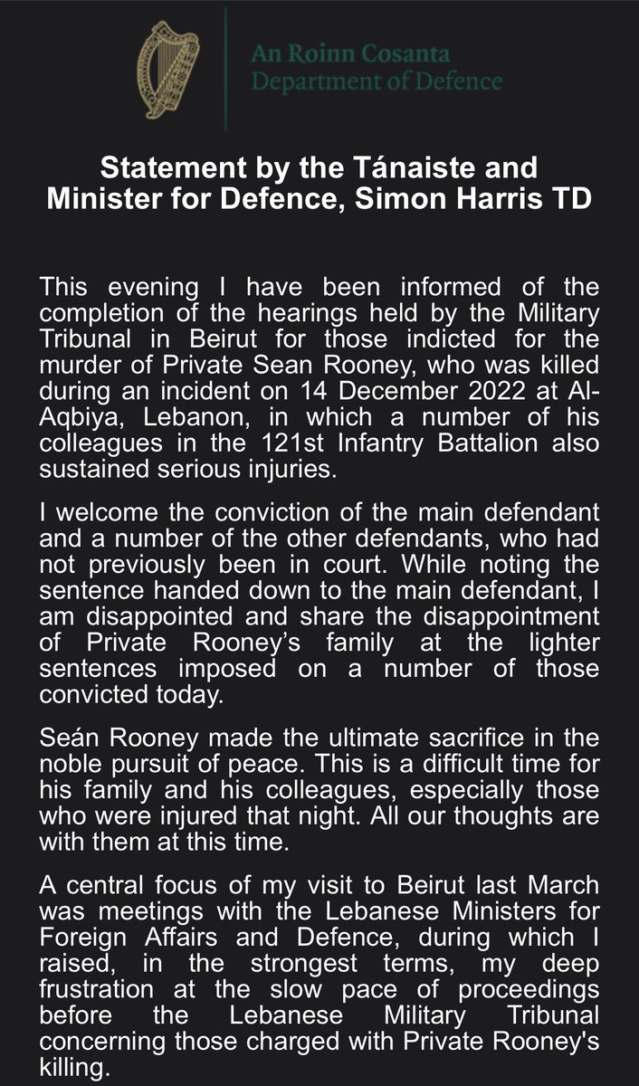 Niall O’Connor (@nialljournal_ie) on Twitter photo Some news from Beirut this evening. A conviction for the murder of Private Seán Rooney.
I’m off on leave but my colleagues <a href="/thejournal_ie/">TheJournal.ie</a> will be writing about it. Some news from Beirut this evening. A conviction for the murder of Private Seán Rooney.
I’m off on leave but my colleagues <a href="/thejournal_ie/">TheJournal.ie</a> will be writing about it.