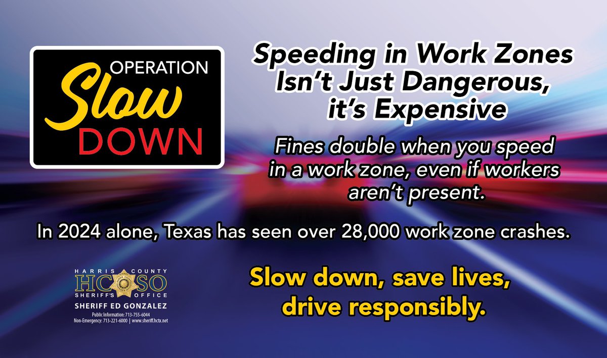 Think speeding through a work zone is no big deal? Think again. Fines are double — even if no workers are present. Drive smart. Drive safe. #EndTheStreakTX