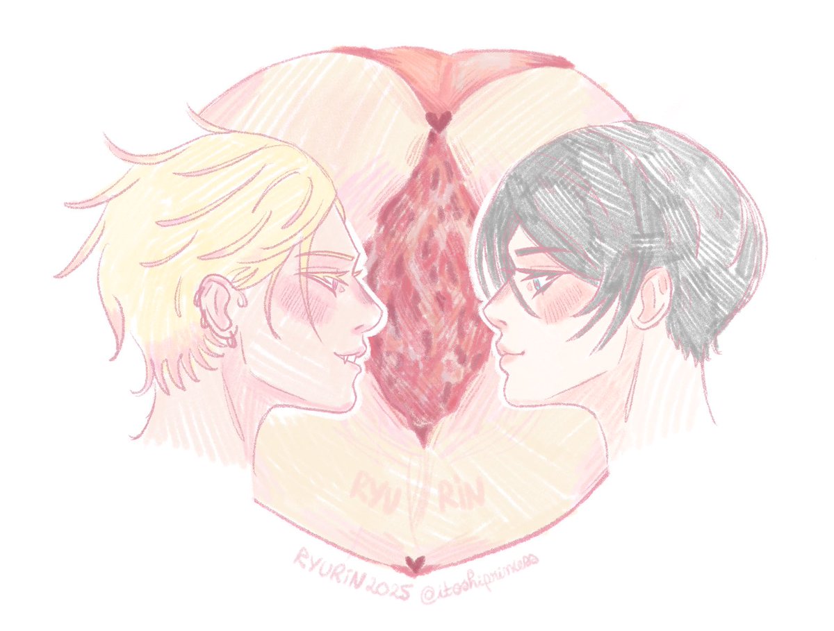 itoshiprincess's tweet image. I wanted to practice coloring with a new subject but remembered the art trend so #ryurin #sdrn bc I love doing their faces &lt;3