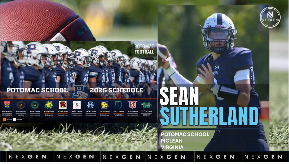 nexgenscouting's tweet image. ▶️2025 Friday Night Lights
✅2026 QB Sean Sutherland @seantsuth2
✅Potomac School @PotomacGridiron
McLean (VA)
8/29 at St. John's Catholic Prep
9/5 Collegiate
9/20 Bishop Ireton
9/27 at St. Stephens & St. Agnes
10/4 at Bishop O'Connell
10/11 Bullis
10/17 Flint Hills…