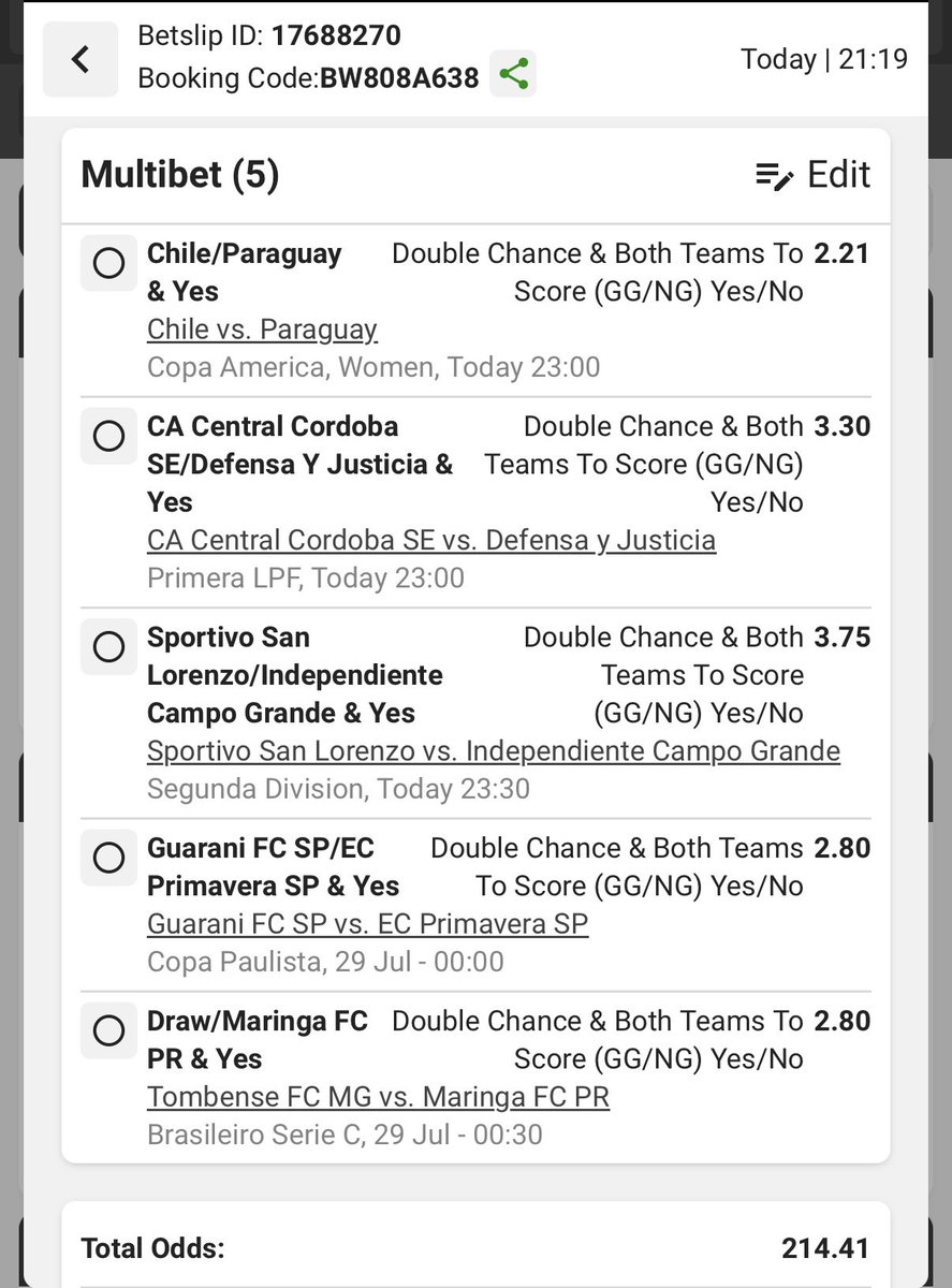 SabeloiLembe's tweet image. Midnight Snack💣💣💣

Double Chance/BTTS⚽️⚽️⚽️

Codes: BW808A638 &amp;amp; BW808CF70🚨

Odds: 214.41 &amp;amp; 241.55 odds💥