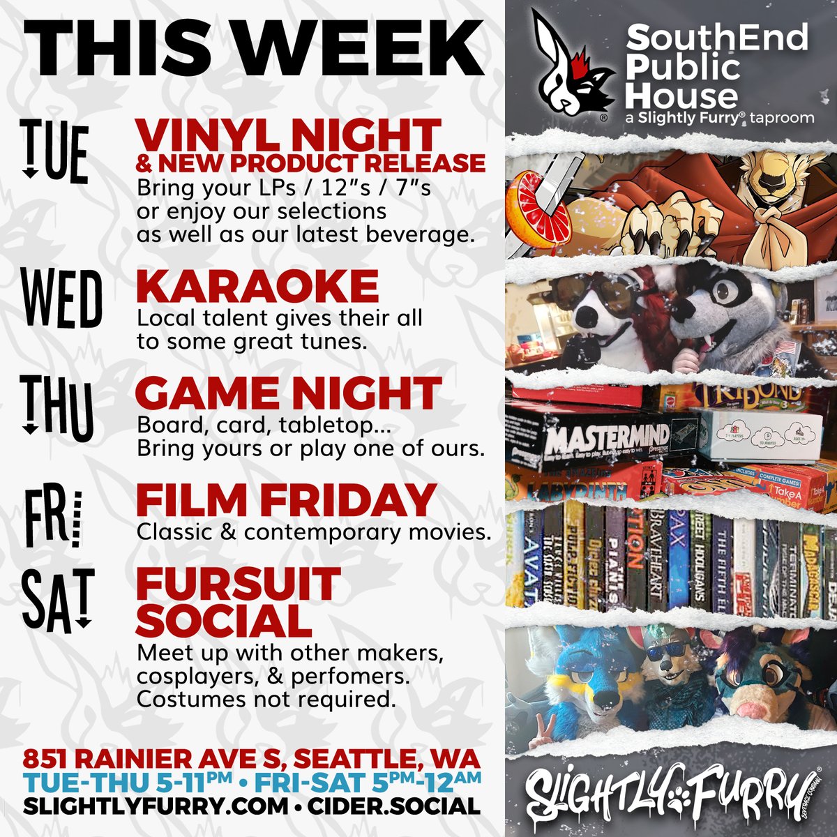 slightlyfurry's tweet image. We're saddlin' up and ridin' into August! 🏜🏇🤠
Want to learn more about the gunslinger that's taken over our feed? Come on down to our taproom this week and meet 'em.
#SouthEndPublicHouse #weeklyevents #cider #Seattle