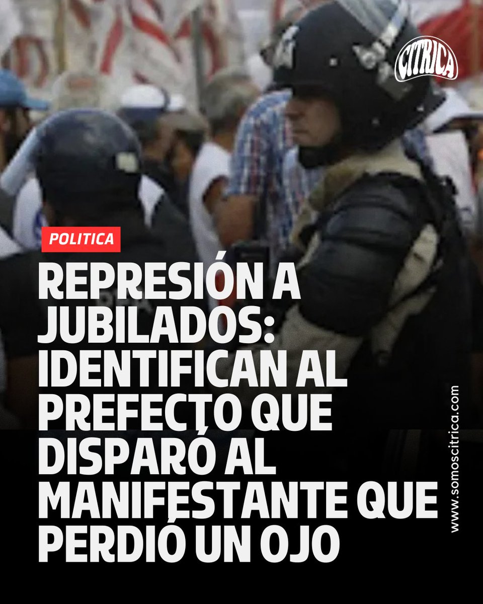 Un video prueba que fue un agente de Prefectura quien le disparó a Jonathan Navarro, manifestante que perdió un ojo en la represión a jubilados frente al Congreso.
Estaba ayudando a dos personas cuando recibió el disparo a quemarropa.

Nota completa en somoscitrica.com