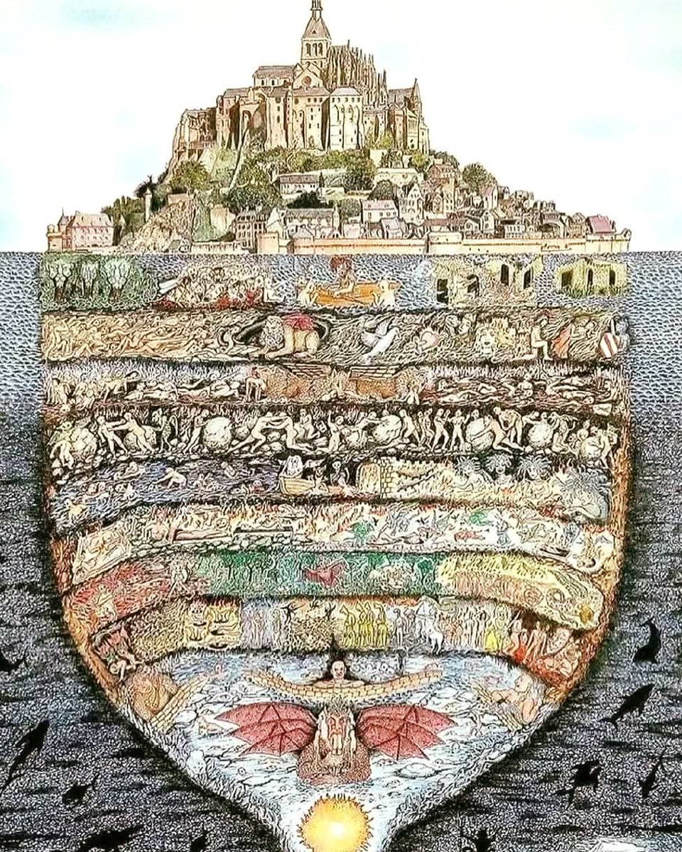 dinamittEros's tweet image. El Infierno de Dante bajo el Monte Saint-Michel.
Pierre Ionica.
Ionica sugiere que bajo la Abadía del Monte Saint-Michel en Francia, podría existir una red oculta de túneles y cámaras subterráneas que podrían haber inspirado la visión del Infierno de Dante en La Divina Comedia