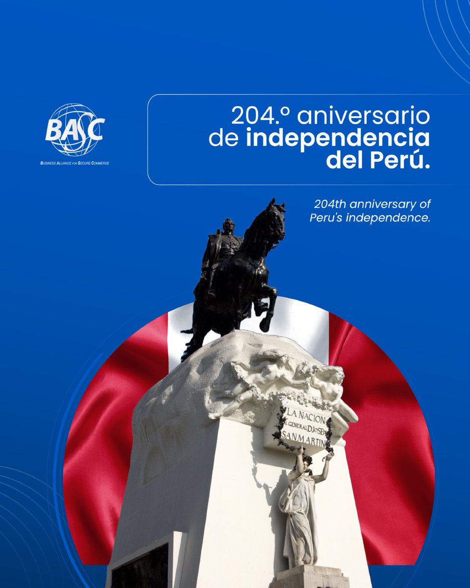 World BASC Org. (@worldbascorg) on Twitter photo 🇵🇪 En este 28 de julio, celebramos la independencia del Perú y el compromiso de su gente con un comercio seguro y competitivo. Desde World BASC Organization saludamos a <a href="/basc_peru/">BASC PERÚ 🇵🇪</a> y sus empresas certificadas.
¡Felices fiestas patrias!
#Perú #SomosBASC 🇵🇪 En este 28 de julio, celebramos la independencia del Perú y el compromiso de su gente con un comercio seguro y competitivo. Desde World BASC Organization saludamos a <a href="/basc_peru/">BASC PERÚ 🇵🇪</a> y sus empresas certificadas.
¡Felices fiestas patrias!
#Perú #SomosBASC