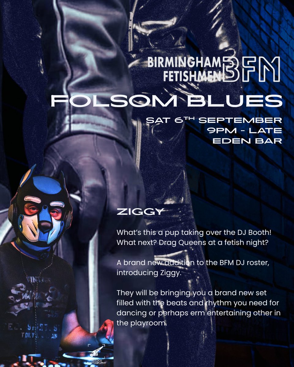 FOLSOM BLUES Saturday 6th September | 9pm <a href="/edenbirmingham/">Eden Birmingham</a> 
With Annabelle Lecter, DJ <a href="/pup_ziggy/">Pup Ziggy</a> 
Strict dress code £10 advance
Book now link.outsavvy.com/fol
Gay, Bi &amp; Trans Men Only | 18+
#BirminghamGay #FetishNight #GayBirmingham #FetishWear #EdenBar  #GayEvent #GearNight