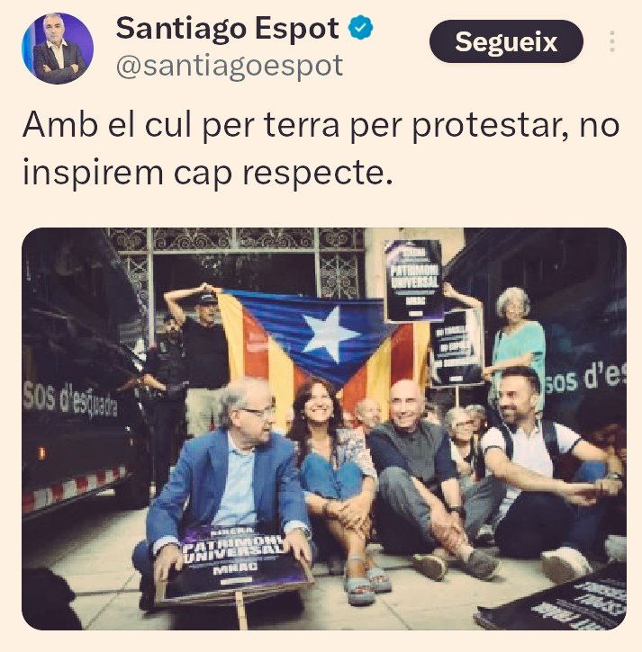 Desemmascarant's tweet image. El típic llepaculs orriolista, que només rondina a twitter i mai el veureu al carrer.
Jaumet, que les mans et tremolarien si haguéssis de defensar Catalunya amb les armes. Que a més de covard, ets un babau. Com tots els de la teva corda!
