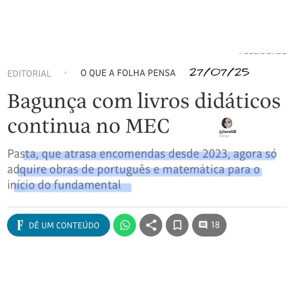 iaragb's tweet image. Através de “dados” da ONU tira do mapa da fome e expande o mapa da ignorância‼️

Não tem livros para o ensino fundamental‼️