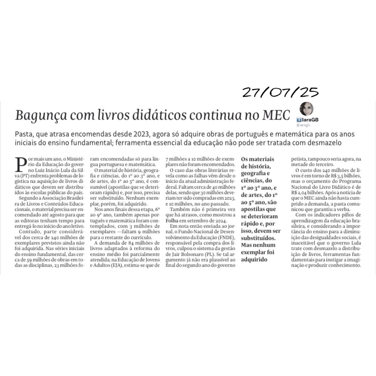 iaragb's tweet image. Através de “dados” da ONU tira do mapa da fome e expande o mapa da ignorância‼️

Não tem livros para o ensino fundamental‼️