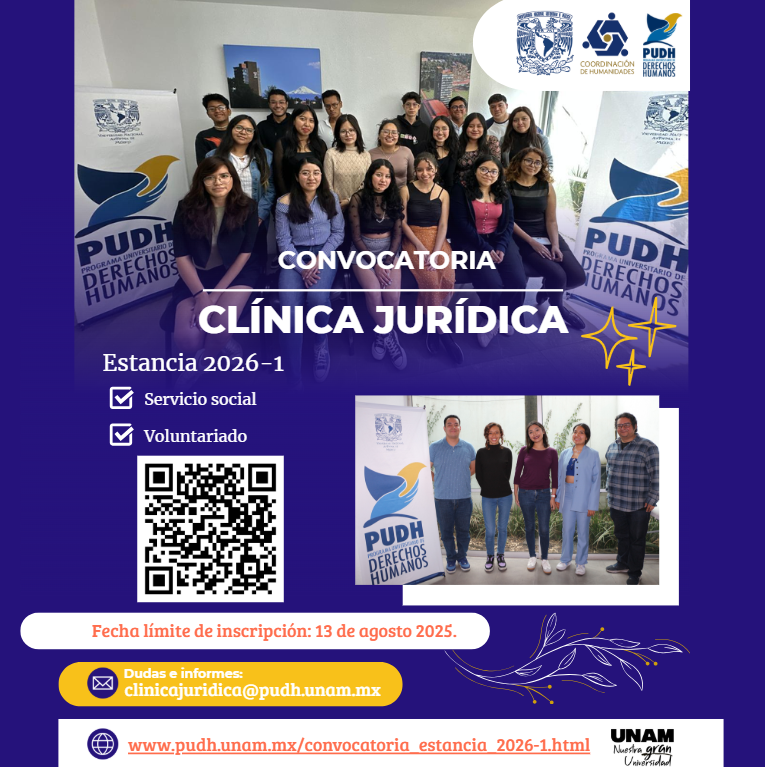 La Clínica PUDH-UNAM (@clinicapudh) on Twitter photo 🚨No olvides registrarte si quieres hacer tu #ServicioSocial y #Voluntariado en ciencias forenses, psicología, derecho y trabajo social⚖️
+Info:pudh.unam.mx/convocatoria_e…👈
<a href="/DerechoUNAMmx/">Facultad de Derecho</a> <a href="/FESAragonUNAM/">FES Aragón UNAM</a> <a href="/FESI_UNAM/">FES Iztacala UNAM</a> <a href="/FES_ACATLAN/">FES ACATLÁN - UNAM</a> <a href="/LCF_UNAM/">ENaCiF UNAM</a> <a href="/ENTSUNAMOficial/">Escuela Nacional de Trabajo Social ENTS UNAM</a> <a href="/unam_psicologia/">Facultad de Psicología de la UNAM</a> <a href="/PUDHUNAM/">PUDH UNAM</a> 🚨No olvides registrarte si quieres hacer tu #ServicioSocial y #Voluntariado en ciencias forenses, psicología, derecho y trabajo social⚖️
+Info:pudh.unam.mx/convocatoria_e…👈
<a href="/DerechoUNAMmx/">Facultad de Derecho</a> <a href="/FESAragonUNAM/">FES Aragón UNAM</a> <a href="/FESI_UNAM/">FES Iztacala UNAM</a> <a href="/FES_ACATLAN/">FES ACATLÁN - UNAM</a> <a href="/LCF_UNAM/">ENaCiF UNAM</a> <a href="/ENTSUNAMOficial/">Escuela Nacional de Trabajo Social ENTS UNAM</a> <a href="/unam_psicologia/">Facultad de Psicología de la UNAM</a> <a href="/PUDHUNAM/">PUDH UNAM</a>