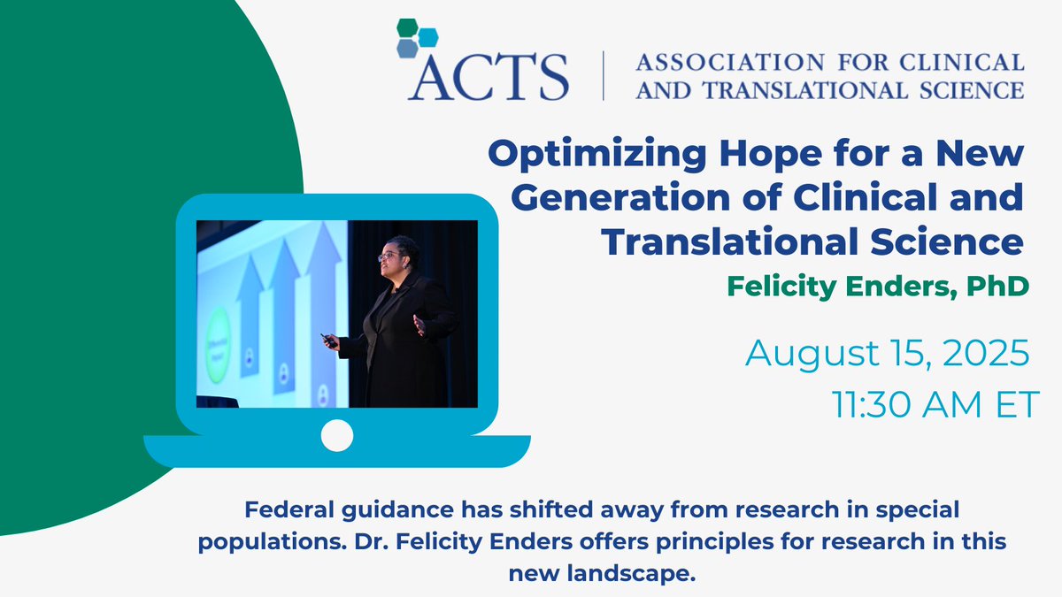 Join us on August 15, 2025, at 11:30 AM ET for a live webinar with Felicity Enders, PhD, to discuss essential principles for conducting research amid evolving federal guidance that is moving away from focusing on special populations.
hub.actscience.org/events/event-r…