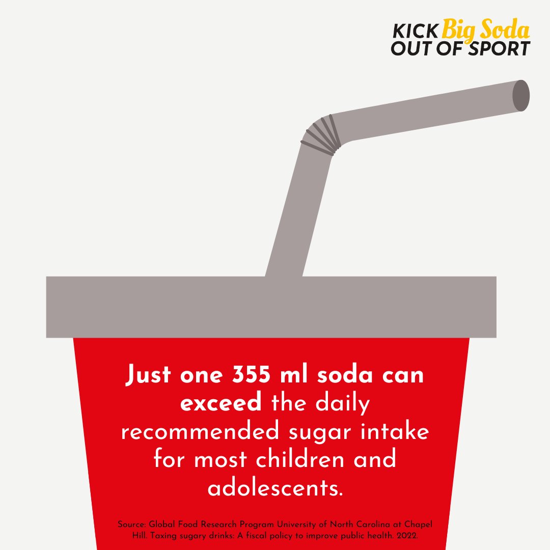 KickBigSodaOut's tweet image. We already know that sugary drinks are linked to long-term health risks.
What many don’t know is that these companies use major sporting events to push their harmful products.
📄 Get the facts here: bit.ly/KBSO-factsheet