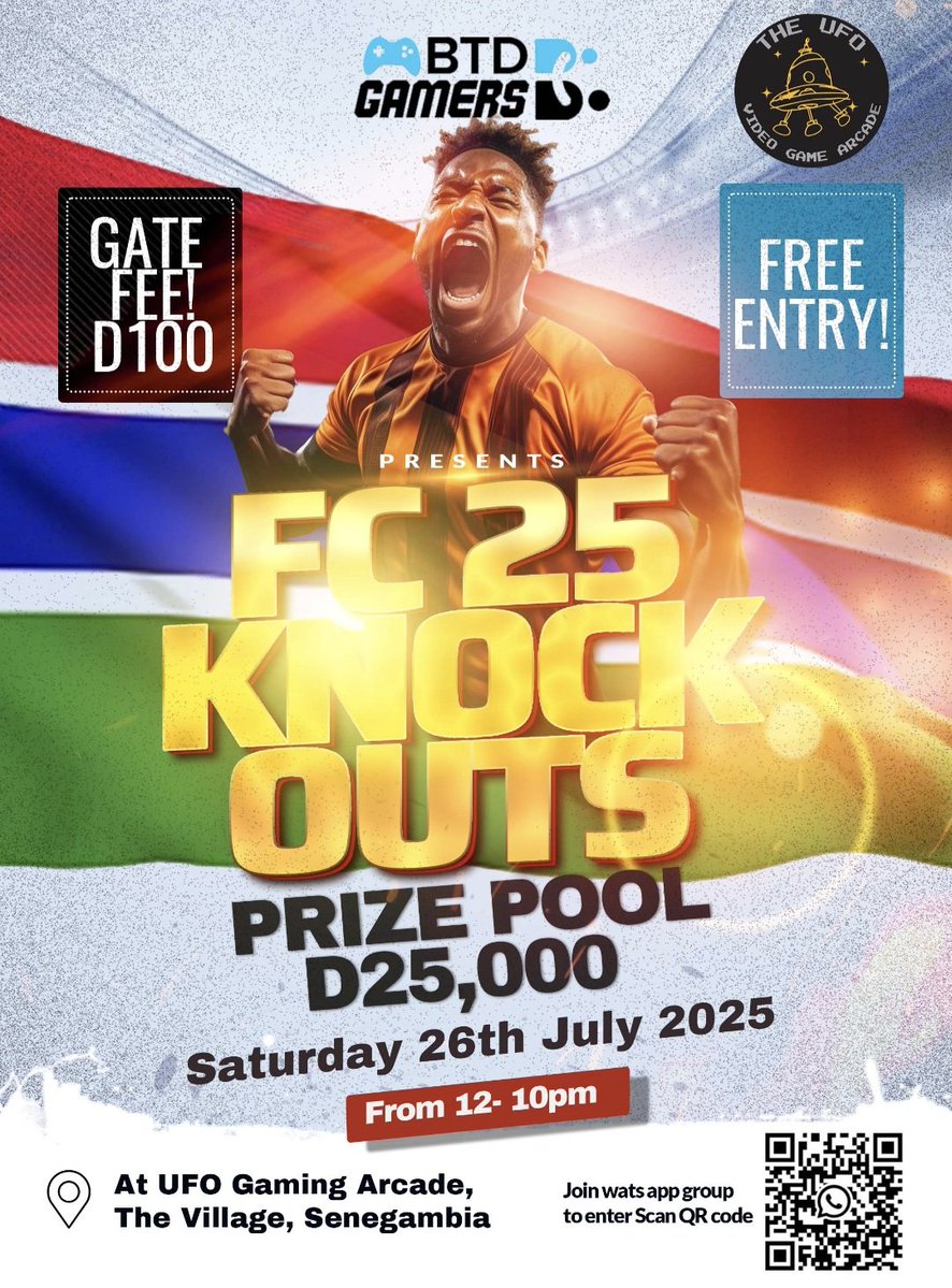 If you missed our BTD Gamers FC 25 Knock Outs tournament recently, live at The UFO Arcade in Gambia 🇬🇲 

Replay on our <a href="/Twitch/">Twitch</a>
twitch.tv/btdgamers

More events like this?
Join our Discord:
discord.gg/q4rbR7dn

#BTDGamers #TheUFOArcade #FC25 #Events #Tournaments #Twitch