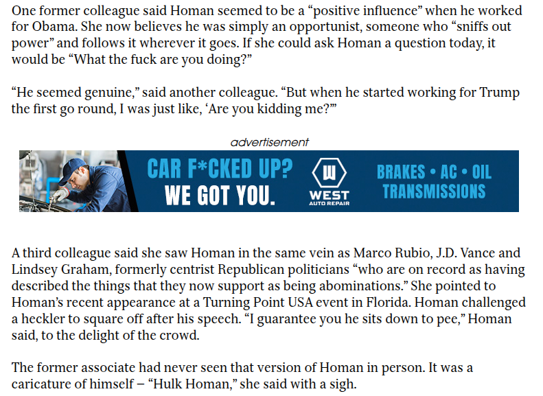 When Trump was elected in 2016, Homan colleagues said he was shocked and told them Trump would ruin the country.

Now he's one of Trump's favorite lackeys.

Story: phoenixnewtimes.com/news/tom-homan…