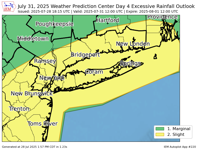 WPC issues Day 4 Slight Risk Excessive Rainfall Outlook at Jul 28, 18:15z for OKX wpc.ncep.noaa.gov/qpf/excessive_…