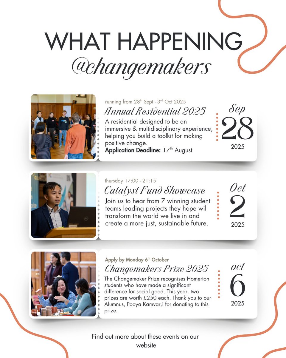 HChangemakers's tweet image. Here is a quick overview of everything exciting happening in Changemakers!
For more information and to register please visit our website: homerton.cam.ac.uk/homerton-chang…
#bethechange #leadersfortomorrow #changemakers