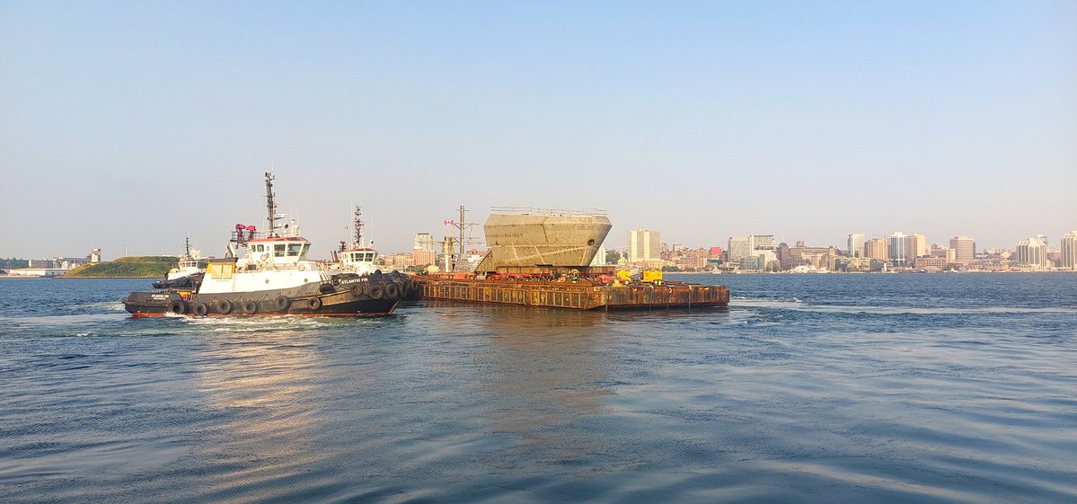 Irving Shipbuilding (@irvingshipbuild) on Twitter photo The masts and key units of the bow block for the first Arctic and Offshore Patrol Ship for the <a href="/CoastGuardCAN/">Canadian Coast Guard</a>, the future CCGS Donjek have arrived at Halifax Shipyard. Nearly 290 metric tons and 15,420 hours of work for our Woodside team of 60 skilled tradespeople. The masts and key units of the bow block for the first Arctic and Offshore Patrol Ship for the <a href="/CoastGuardCAN/">Canadian Coast Guard</a>, the future CCGS Donjek have arrived at Halifax Shipyard. Nearly 290 metric tons and 15,420 hours of work for our Woodside team of 60 skilled tradespeople.