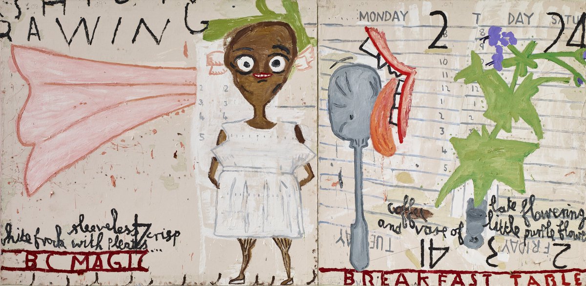 masdearte's tweet image. Busca la diferencia en lo cotidiano y crea a partir de motivos comunes capaces de llamar su atención, valiéndose de textos y de mucho humor.
Rose Wylie, activa a sus noventa, ofrece una retrospectiva en el Zentrum Paul Klee: tinyurl.com/3mdkc4ky