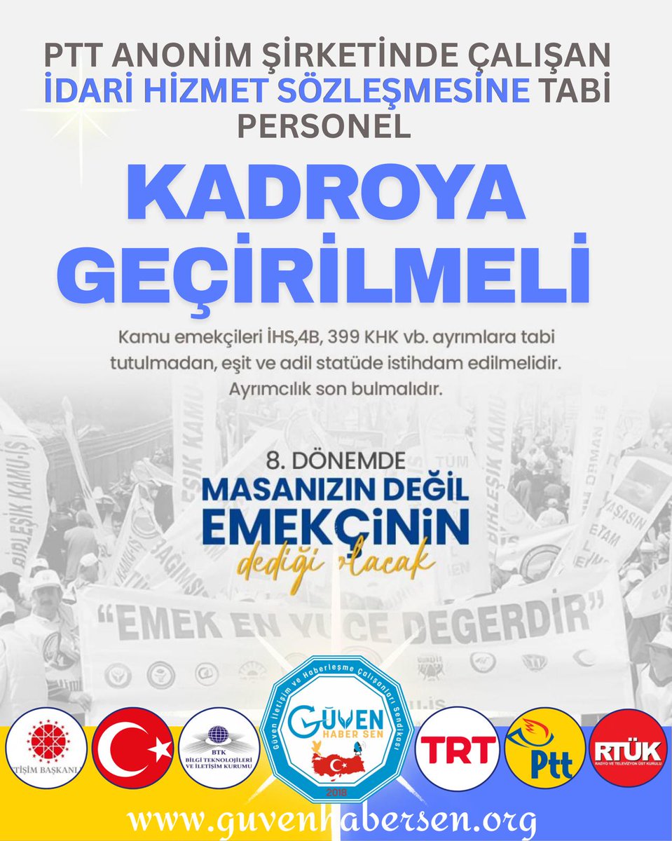 <a href="/UgurSolak34/">Uğur SOLAK</a> <a href="/ulasskarasu/">Ulaş Karasu</a> <a href="/GuvenHaberSen/">GÜVEN HABER-SEN</a> <a href="/kamuiskonf/">Birleşik Kamu-İş Konfederasyonu</a>